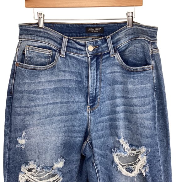 Judy Blue Womens Jeans Size 14W‎ Distressed Straight Fit Denim Cotton Blend - Picture 2 of 10